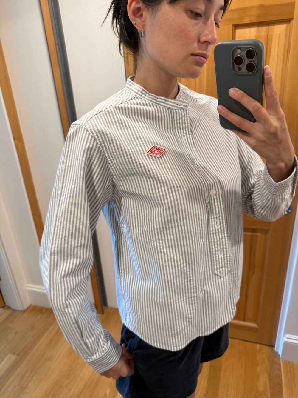 Danton Striped Mandarin-Collar Button-Down Shirt - Gray & White